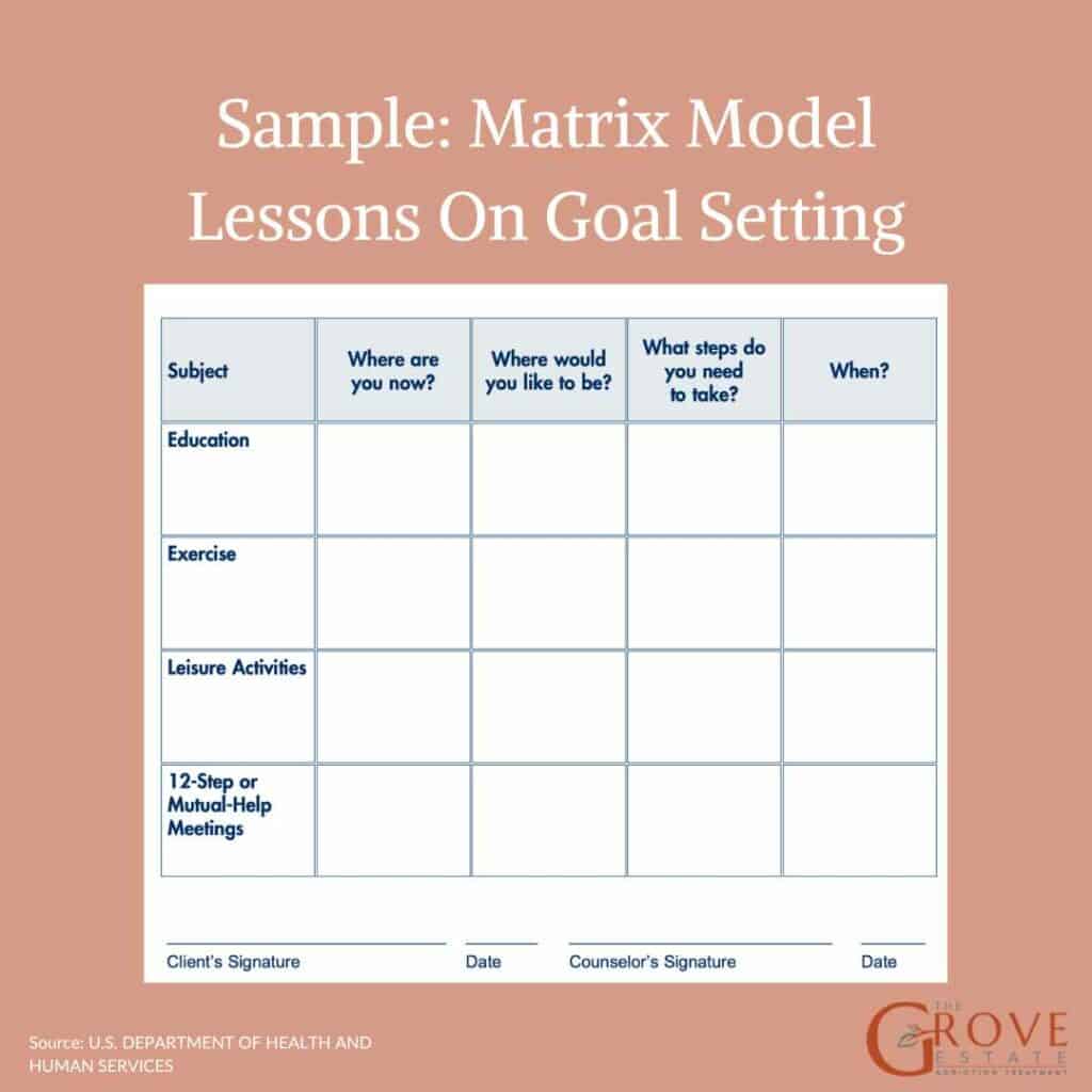 motivational interviewing sample goal sheet (matrix model)