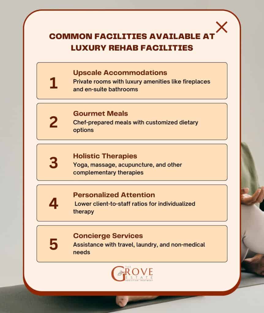 Common facilities available at luxury rehab facilities