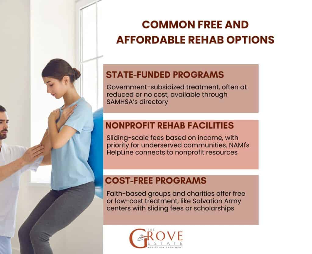 Common free and affordable rehab options